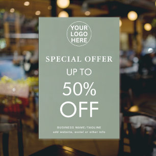 Póster Oferta especial l Descuento Venta final Verde salv
