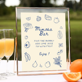 Póster Off The Market Blue Hand Drawn Mimosa Bar