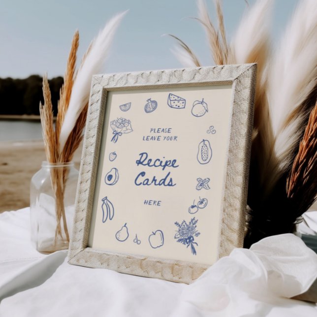 Póster Off The Market Blue Hand Drawn Recipe (Subido por el creador)