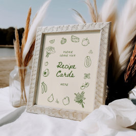 Póster Off The Market Green Hand Drawn Recipe