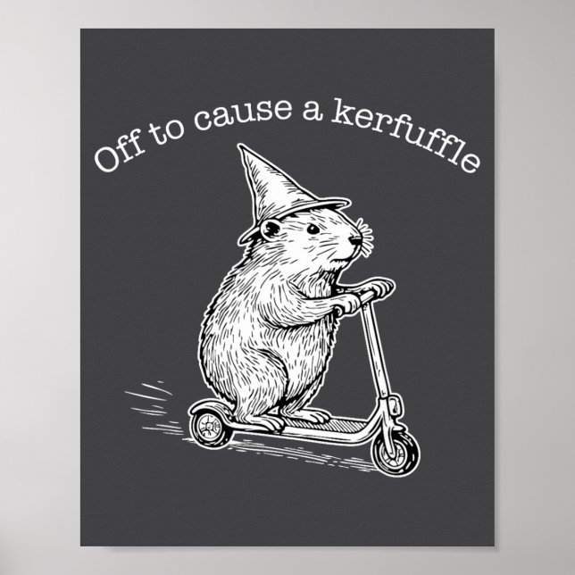Póster Off To Cause A Kerfuffle Funny Capybara Scooter Ch (Frente)