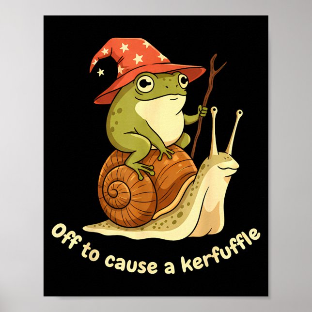 Póster Off To Cause A Kerfuffle Funny Cowboy Frog Meme  (Frente)
