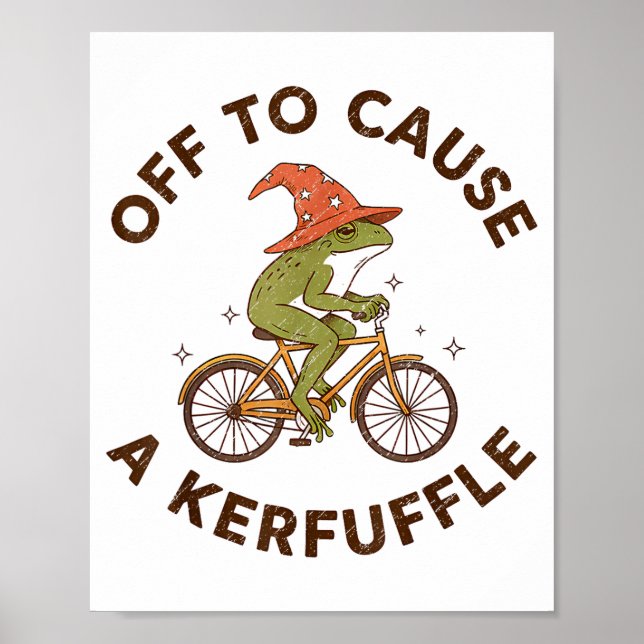 Póster Off To Cause A Kerfuffle Funny Cowboy Frog Meme  (Frente)