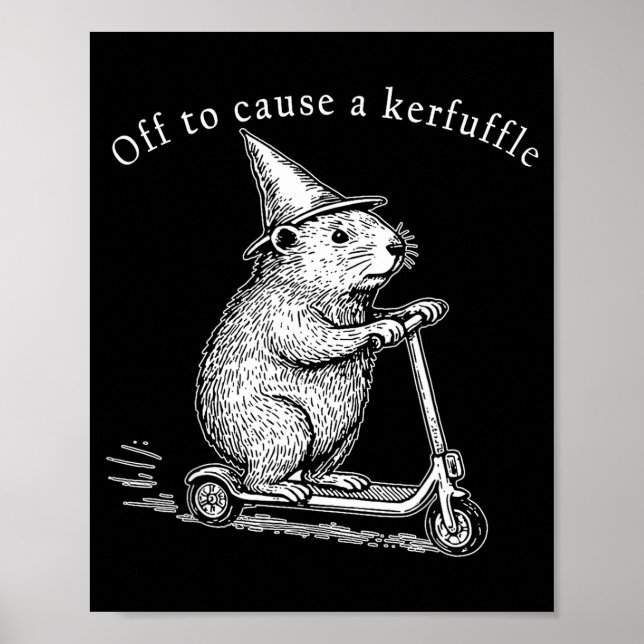 Póster Off To Cause A Kerfuffle Funny Groundhog Scooter _ (Frente)