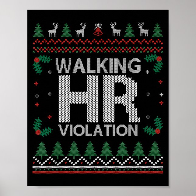 Póster Office Ugly Christmas Funny Walking Hr Violation W (Frente)