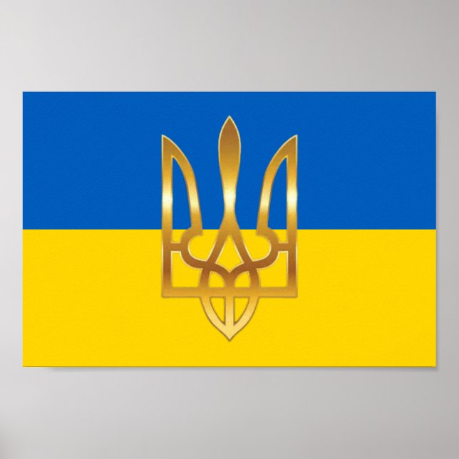 Póster Official Ukraine Flag Trident Symbol Poster (Frente)