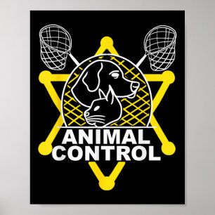 Póster Oficial de Control de Animales Cazador Gatos Perro