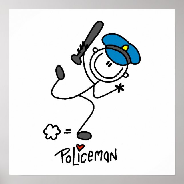Póster Oficial de policía de la figura básica del stick (Frente)