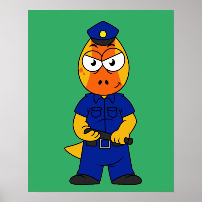 Póster Oficial de Policía de Pachycephalosaurus. (Frente)