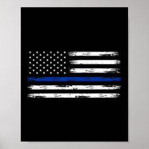 Póster Oficial de policía EE. UU. Bandera estadounidense