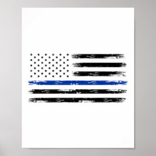 Póster Oficial De Policía Ee.Uu. Bandera Estadounidense L