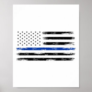 Póster Oficial De Policía Ee.Uu. Bandera Estadounidense L
