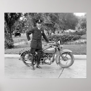 Póster Oficial de policía en motocicleta, 1932. Foto anti