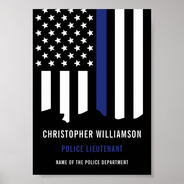 Póster Oficial de policía personalizado Thin Blue Line Po (Frente)