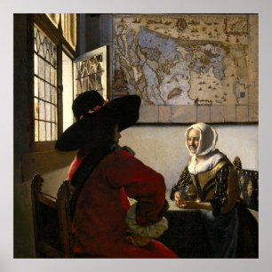 Póster Oficial y muchacha riendo por Johannes Vermeer