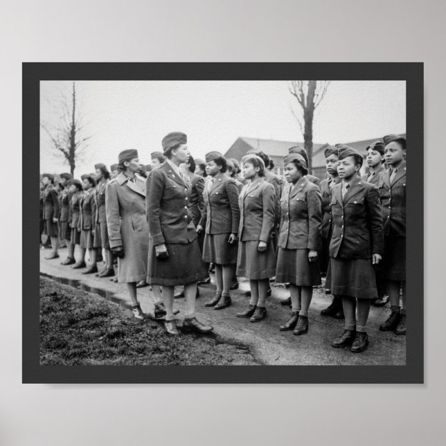 Póster Oficina afroamericana inspecciona tropas (Frente)