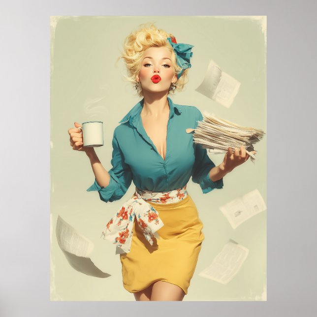 Póster Oficina Chic de Pin-Up Retro (Frente)