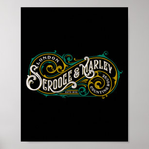 Póster Oficina de conteo de Scrooge y Marley Navidad Caro