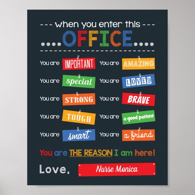 Póster Oficina de Médica de regalo de enfermería escolar  (Frente)