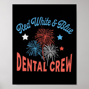 Póster Oficina dental de la tripulación azul rojo 4 de ju