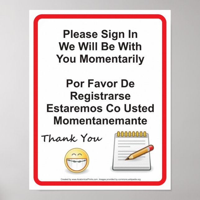 Póster Oficinas Dentales Rótulo De Pacientes En El Rótulo (Frente)