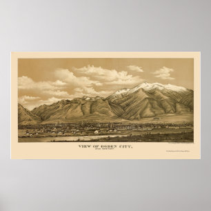 Póster Ogden, mapa panorámico de UT - 1889