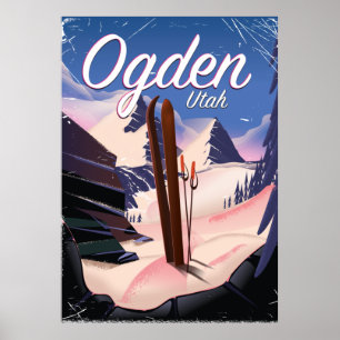 Póster ogden, poster de esquí de Utah