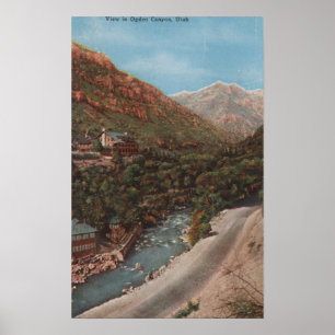 Póster Ogden, Utah - Ogden Canyon View & River