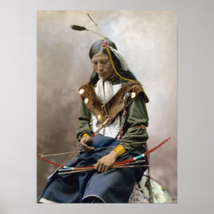 Póster Óglala de collar óseo del jefe nativo estadouniden