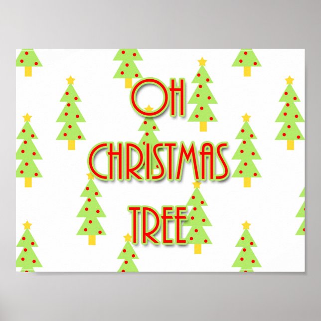 Póster oh árbol de navidad retro de diseño de mediados de (Frente)