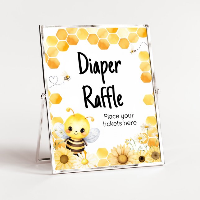 Póster Oh Babee Bee Baby Shower Diaper Raffle (Oh Babee Baby Shower Diaper Raffle Sign)