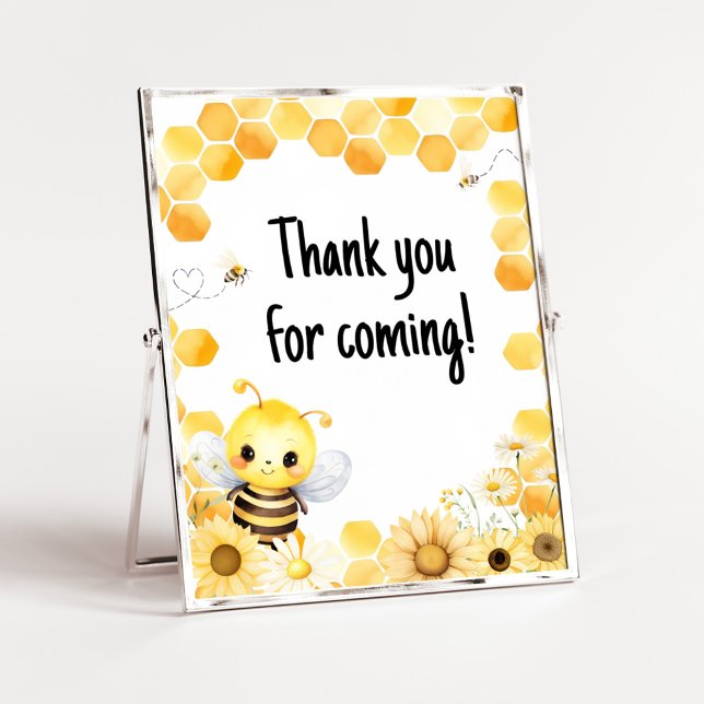 Póster Oh Babee Bee Baby Shower Gracias por venir (Oh Babee Baby Shower Thank you for Coming Sign)