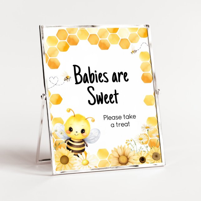Póster Oh Babee Bee Baby Shower Los bebés son dulces (Oh Babee Baby Shower Babies are Sweet Sign)
