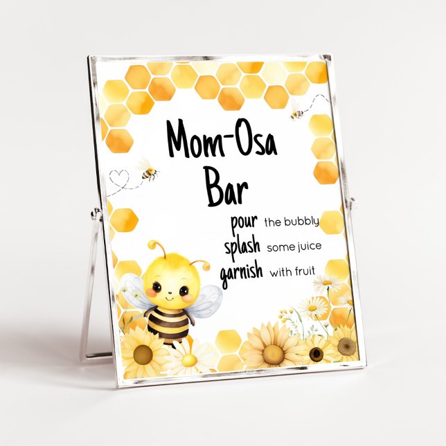 Póster Oh Babee Bee Baby Shower Mom Osa Bar (Oh Babee Baby Shower Mom Osa Bar Sign)