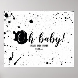 Póster Oh Baby Black + White Splatt Unisex Baby Shower