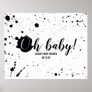 Póster Oh Baby Black + White Splatt Unisex Baby Shower