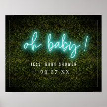 Oh Baby Blue Neon Boxwood Baby Shower
