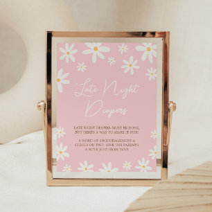 Póster Oh Baby Boho Daisy Baby Shower Tarde Noche Diapers