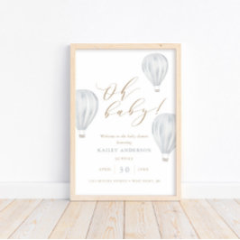 Póster Oh Baby - Boy Baby Shower Hot Air Balloon