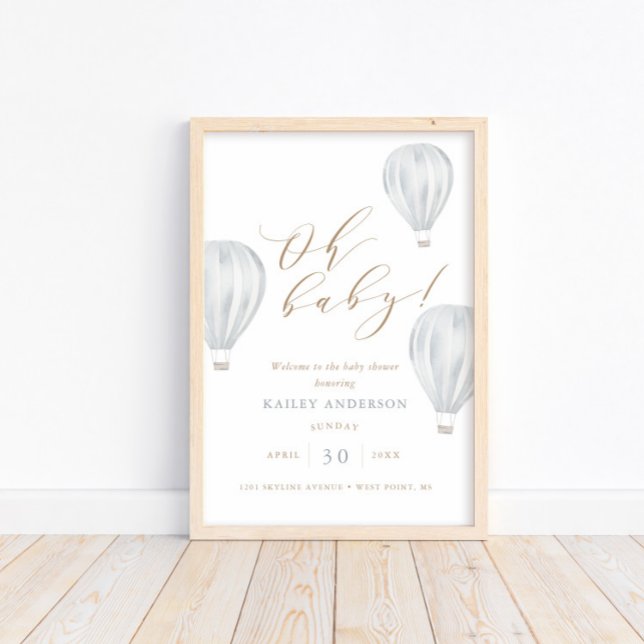 Póster Oh Baby - Boy Baby Shower Hot Air Balloon (Subido por el creador)