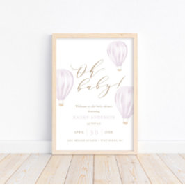 Póster Oh Baby - Chica Hot Air Balloon Baby Shower