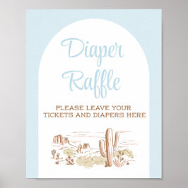 Póster Oh Baby Cowboy Baby Shower Diaper Raffle Sign