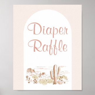 Póster Oh Baby Cowgirl Baby Shower Diaper Raffle Sign