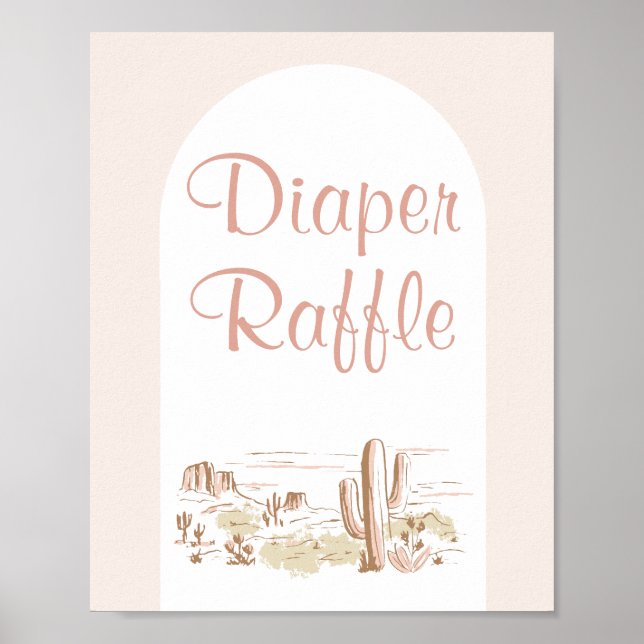 Póster Oh Baby Cowgirl Baby Shower Diaper Raffle Sign (Frente)