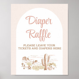 Póster Oh Baby Cowgirl Baby Shower Diaper Raffle Sign