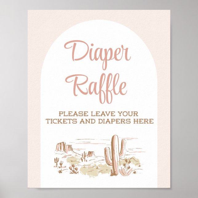 Póster Oh Baby Cowgirl Baby Shower Diaper Raffle Sign (Frente)