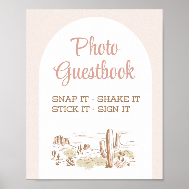 Póster Oh Baby Cowgirl Baby Shower Photo Guestbook Sign (Frente)