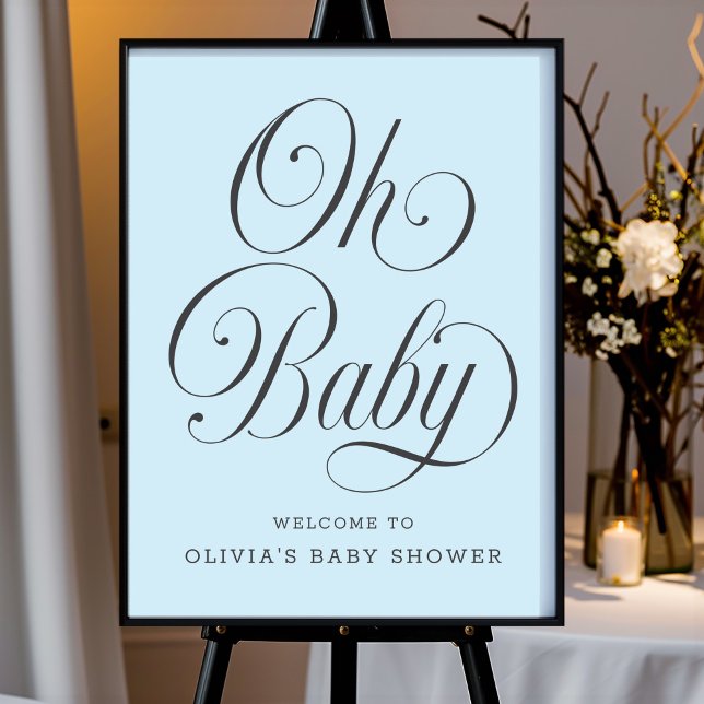 Póster Oh Baby Elegant Blue Boy Baby Shower Welcome Sign (Subido por el creador)