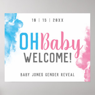 Póster Oh Baby Gender Reveal Bienvenido Humo Fiesta de Bo