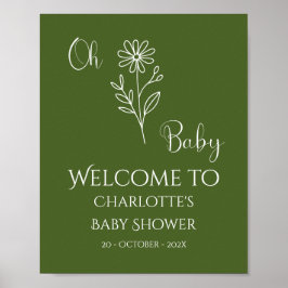 Póster Oh Baby Minimalist Wildflower Baby Shower Welcome